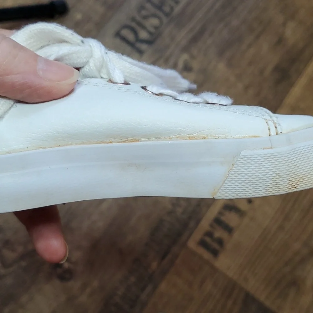 Polo by Ralph Lauren White Kids Sneakers with Rose Gold Accents